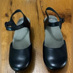 Dansko Black Leather Mary Jane Shoes, Size 41 (US 10.5)